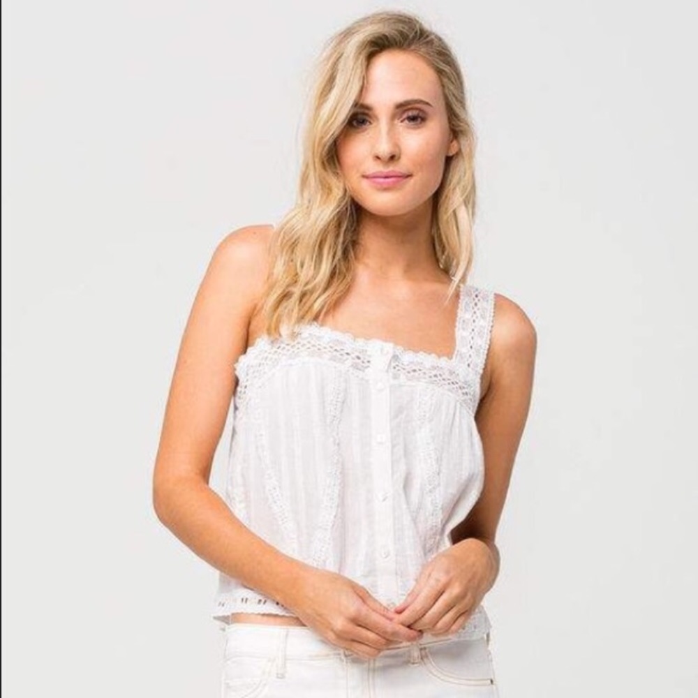 Tilly’s White Crochet Button Top